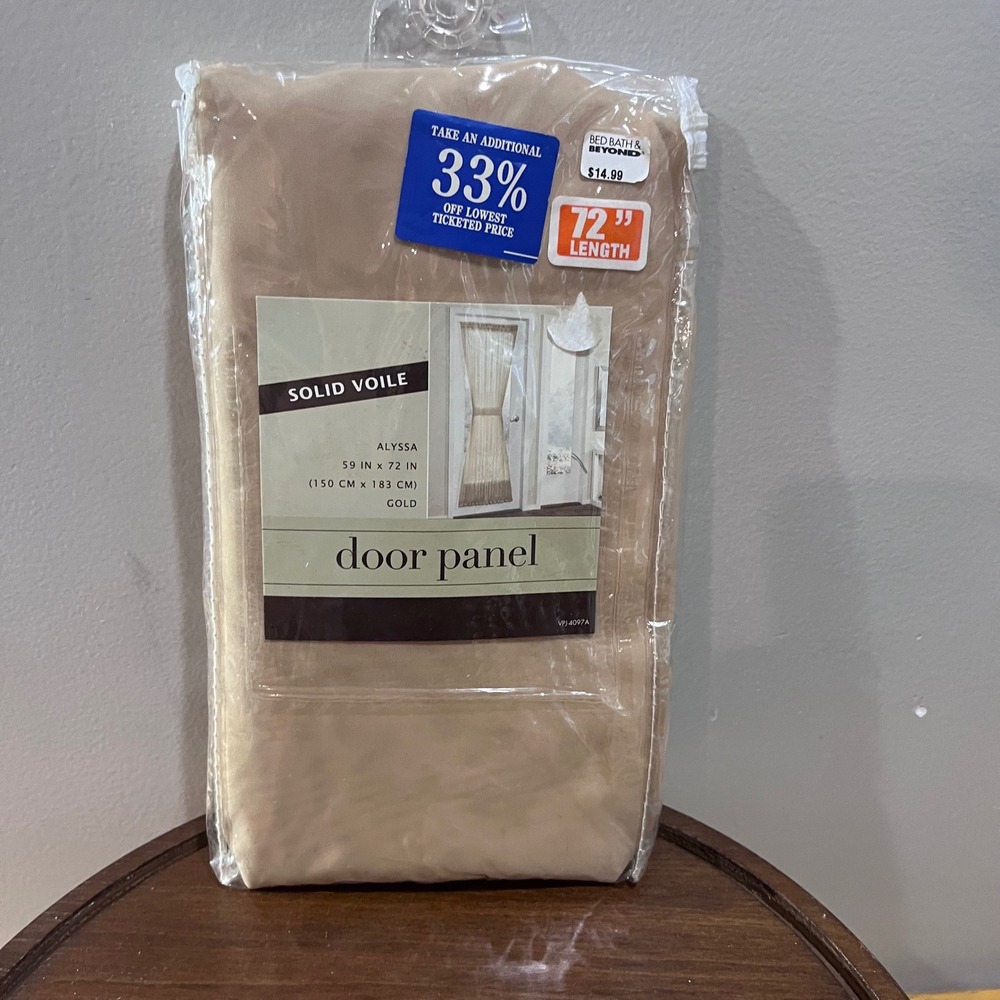 Bed Bath & Beyond Alyssa Gold Solid Voile Door Panel 59x72 Sheer Curtain NIP
